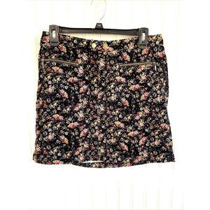 Mossimo Supply Co‎ Mini Skirt Womens Size 4 Floral Corduroy Black Floral